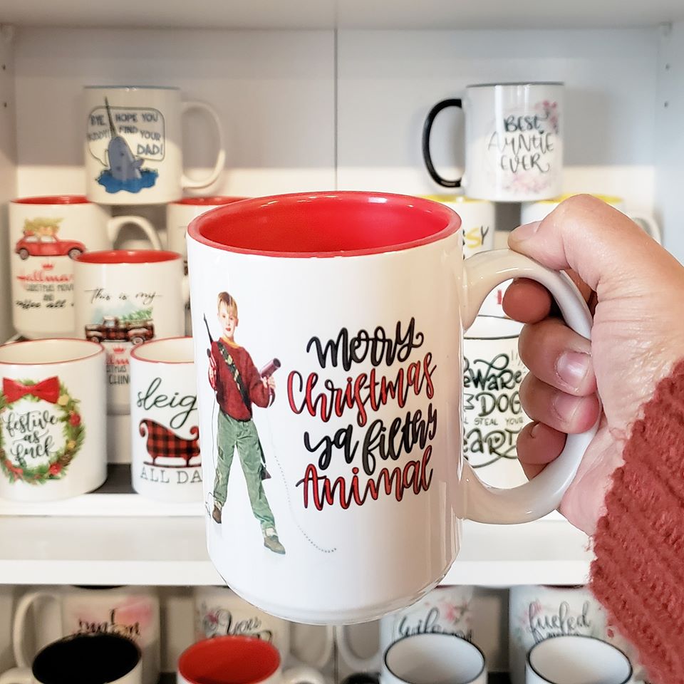 Mei Designs, Mei design mugs, custom mug, custom design mugs, permanent ink mugs, funny mugs, truth mugs, inappropriate mug, inappropriate mugs, custom coffee mug, custom tea mug, funny coffee mug, funny tea mug, Christmas Mugs, Christmas Mug, funny Christmas mug, merry christmas ya filthy animal mug, Home Alone Mug, Home alone Christmas mug