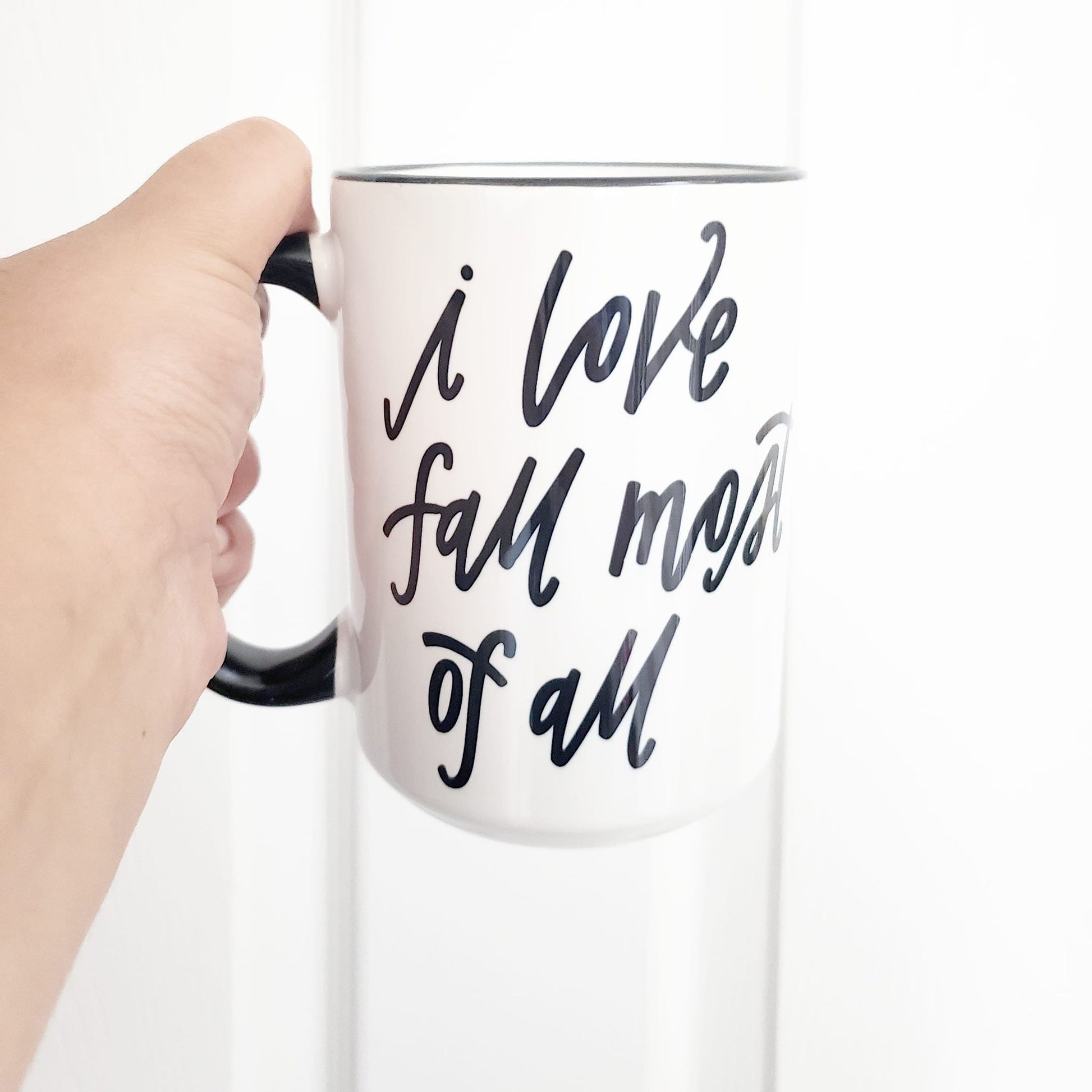 Mug, ceramic mug, i love fall mug