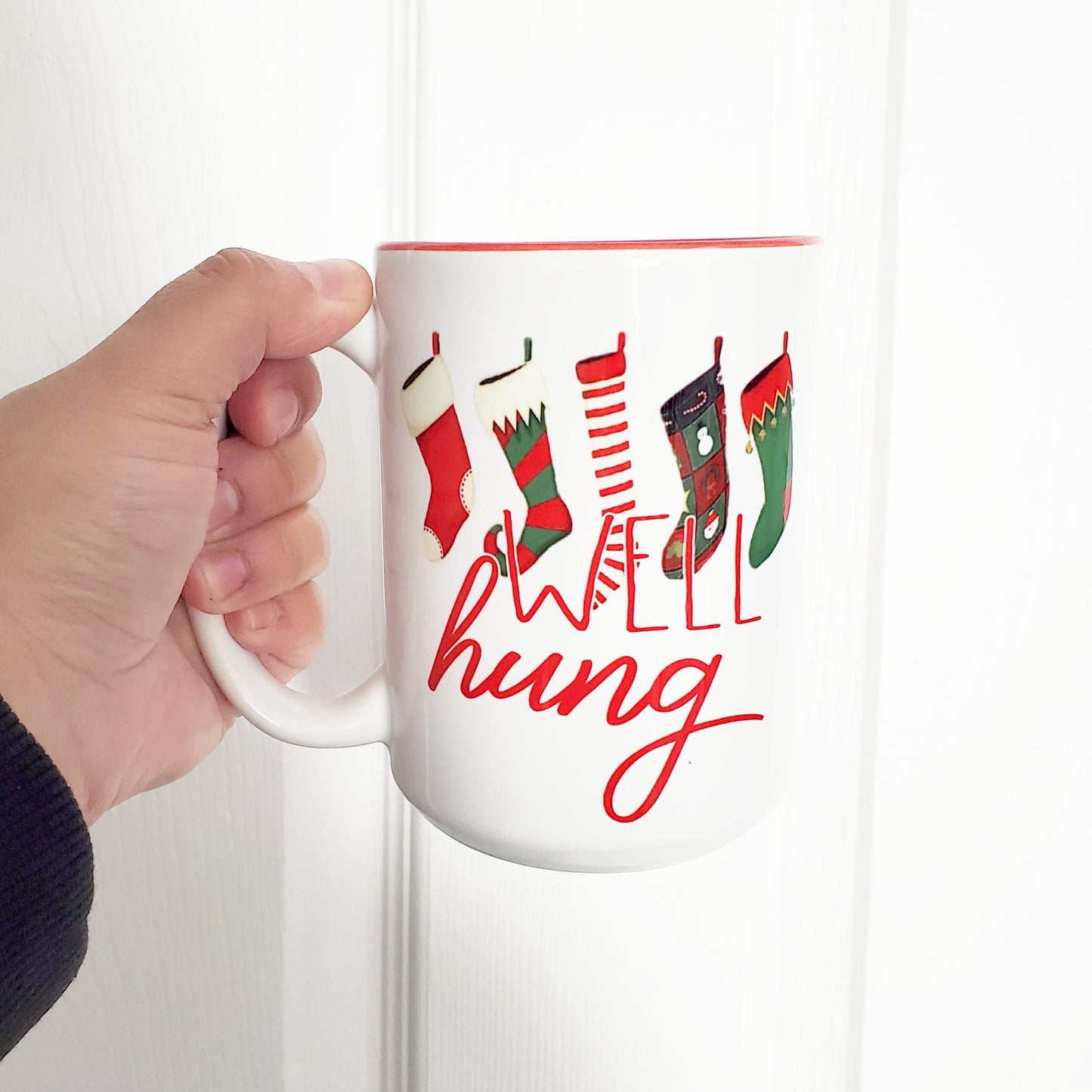 Mei Designs, Mei design mugs, custom mug, custom design mugs, permanent ink mugs, funny mugs, truth mugs, inappropriate mug, inappropriate mugs, custom coffee mug, custom tea mug, funny coffee mug, funny tea mug, Christmas Mugs, Christmas Mug, funny Christmas mug, well hung Christmas mug, stocking christmas mug, christmas stocking mug